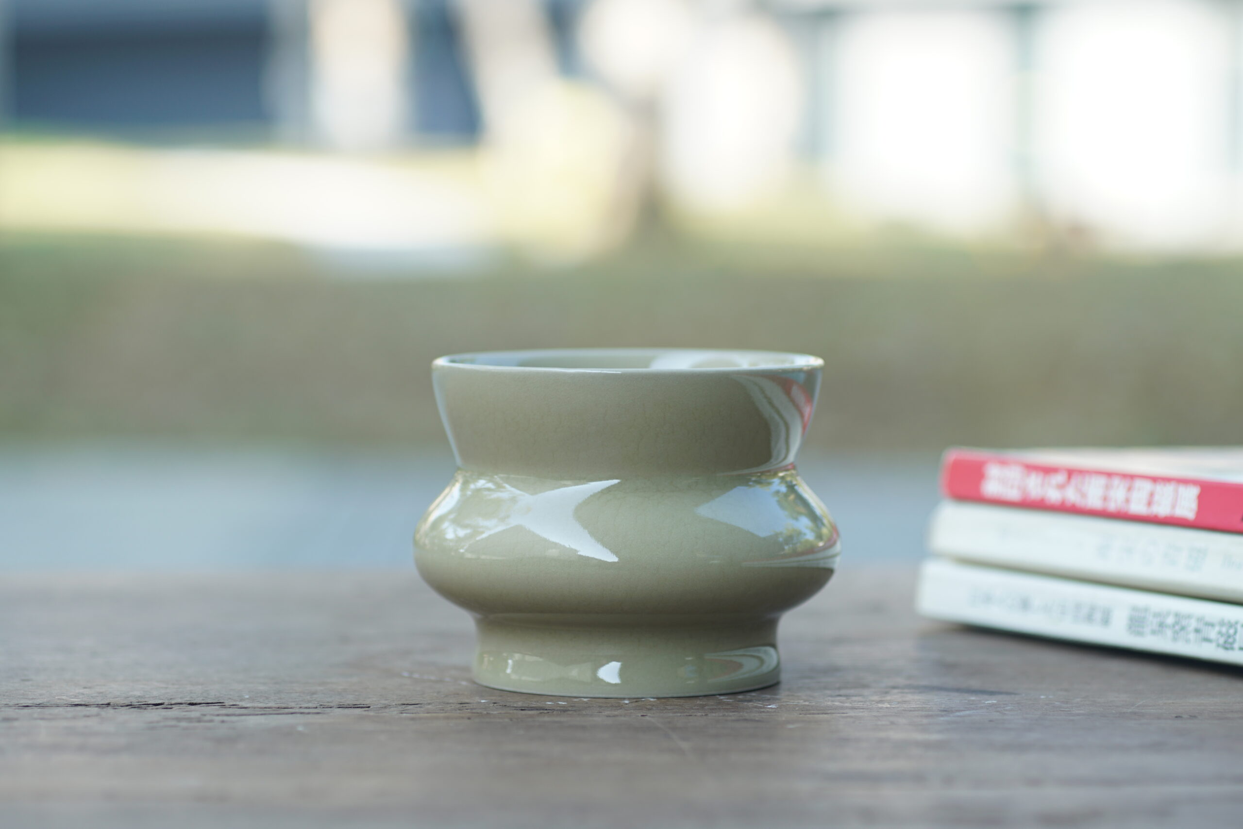 黄釉渣斗 龙窑柴烧