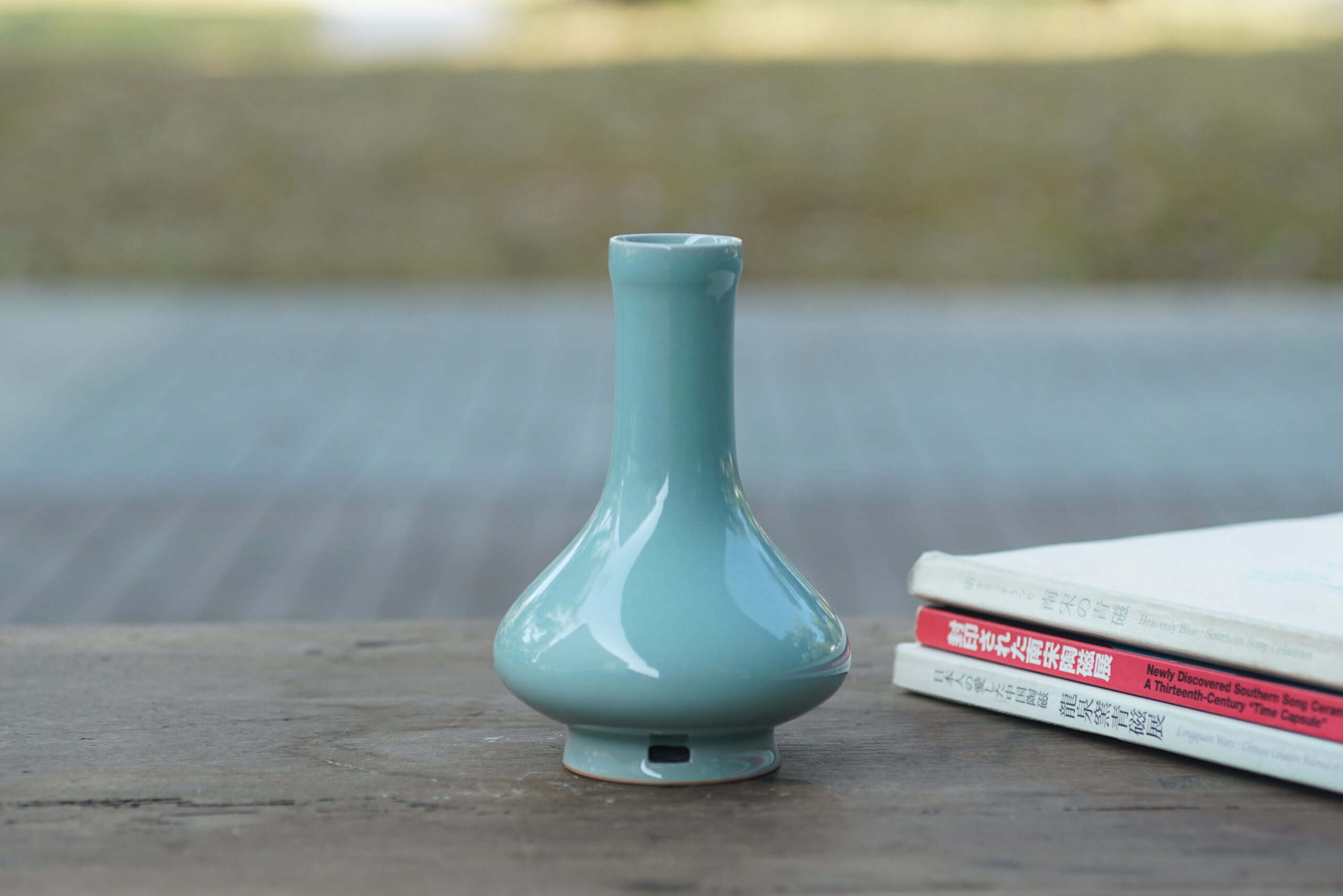 柴烧 穿带长颈瓶