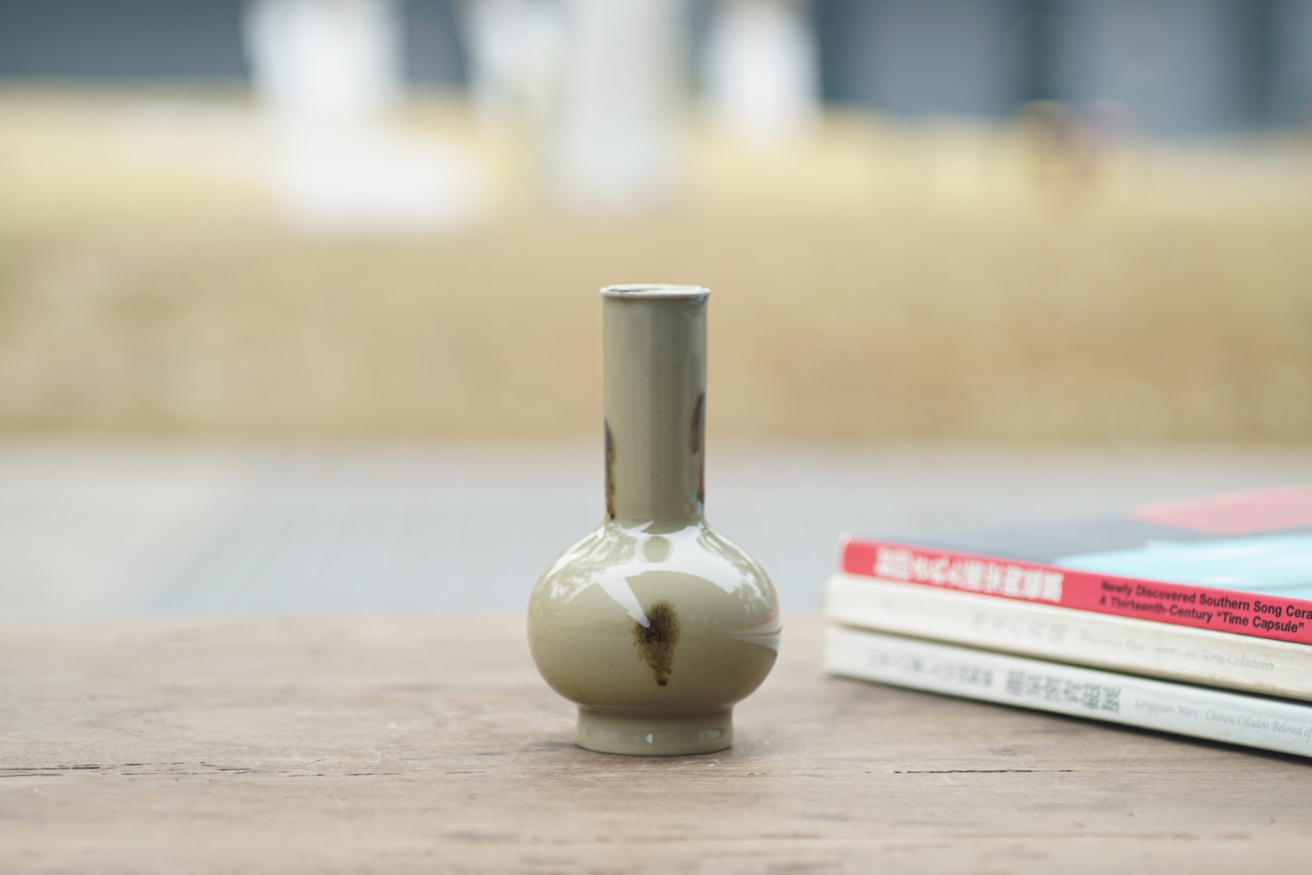 柴烧 点彩长颈小瓶