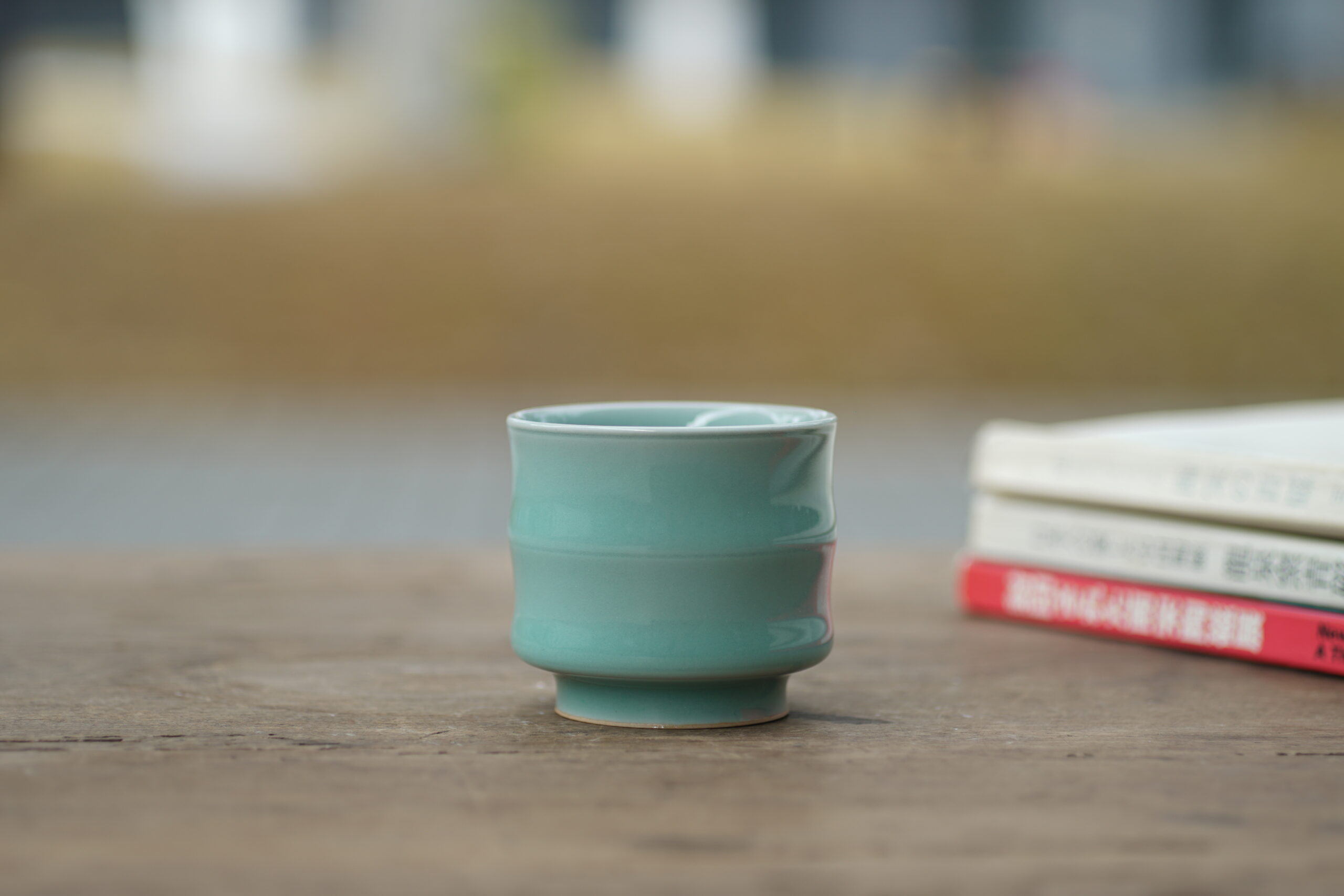 纯手 粉青竹节杯