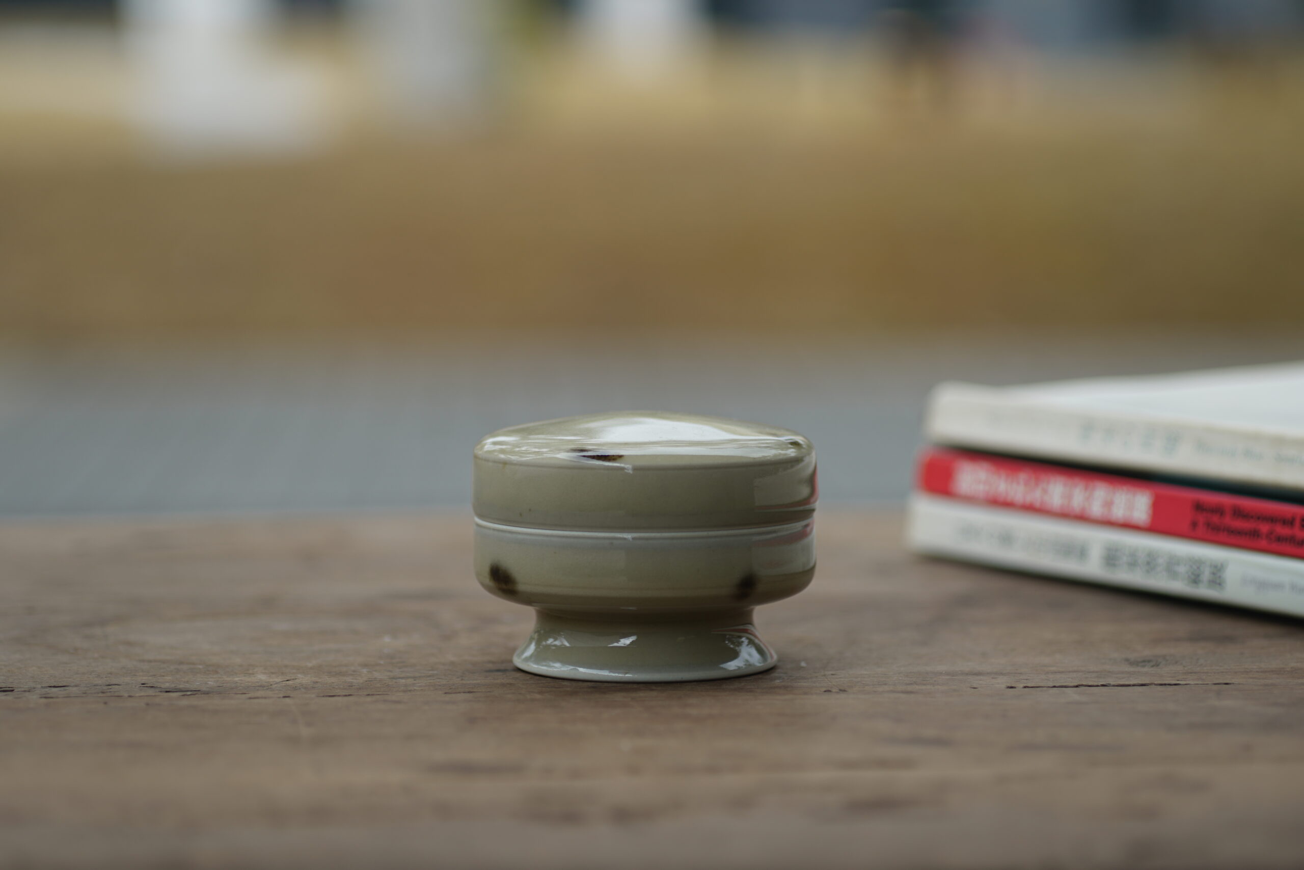 点彩香盖盒 柴烧