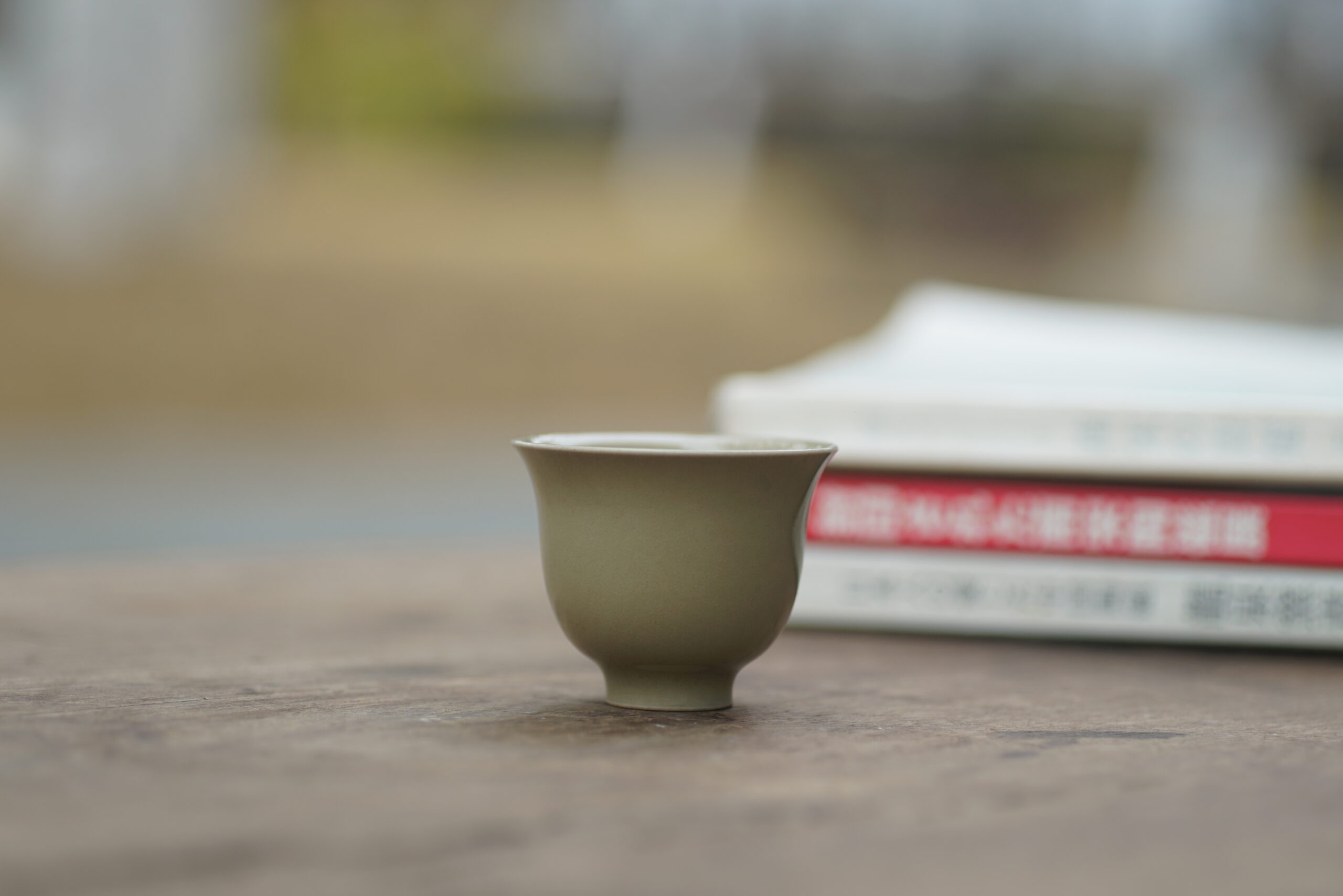 柴烧 黄釉铃铛小杯