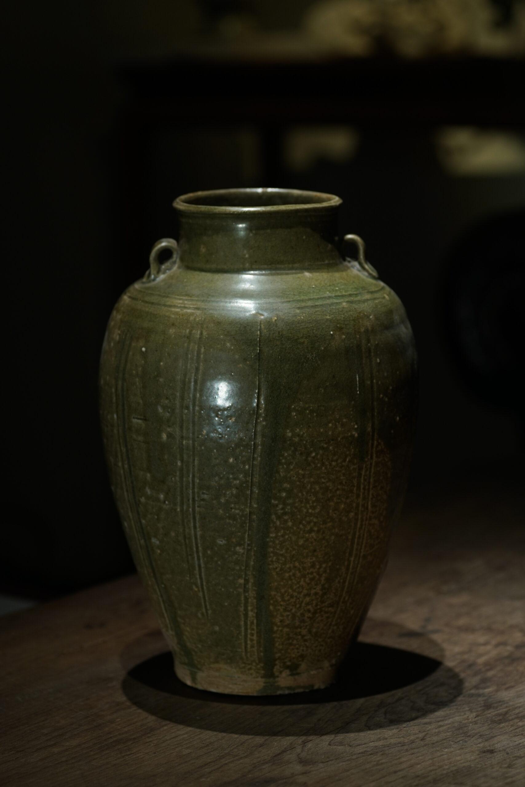 北宋时期龙泉窑 瓜棱双系大罐