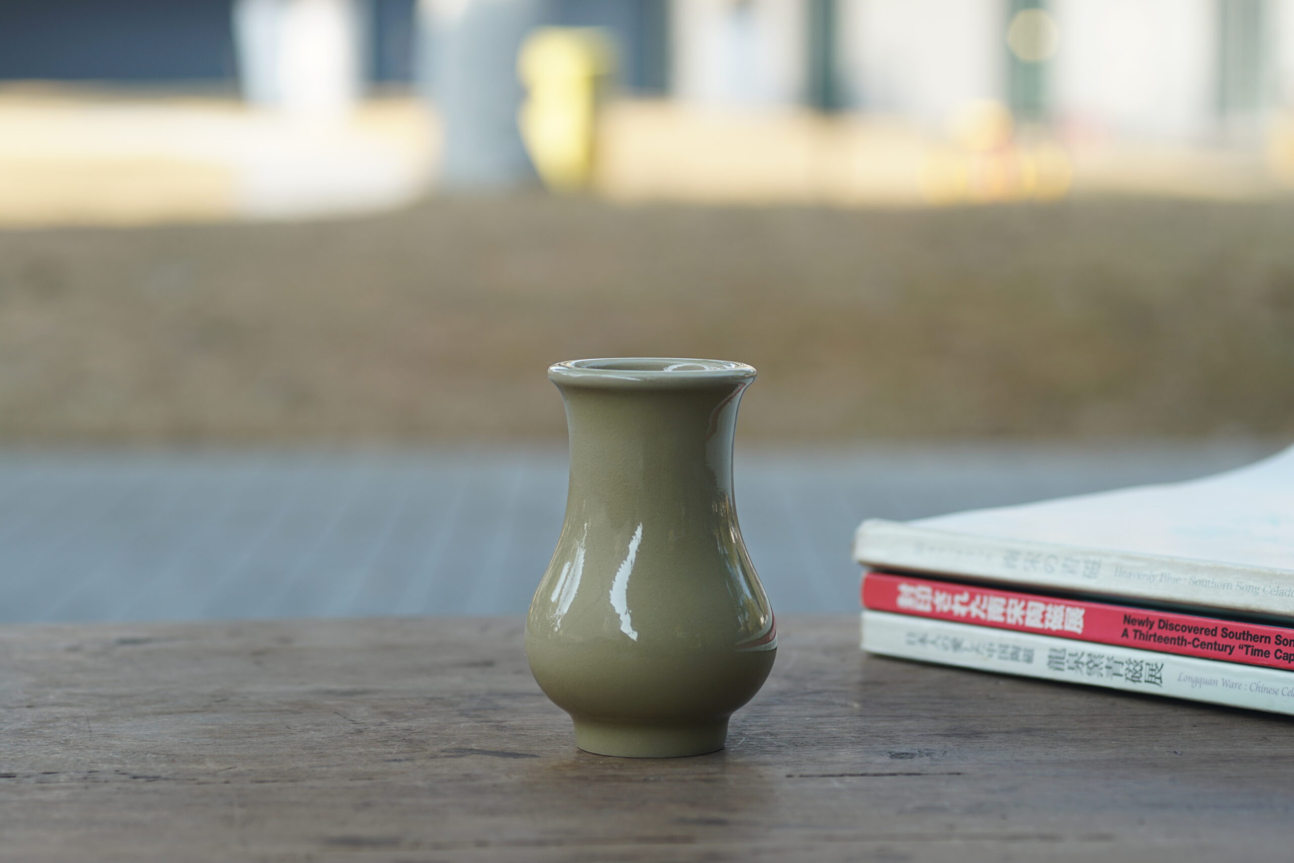 柴烧 黄釉香箸瓶