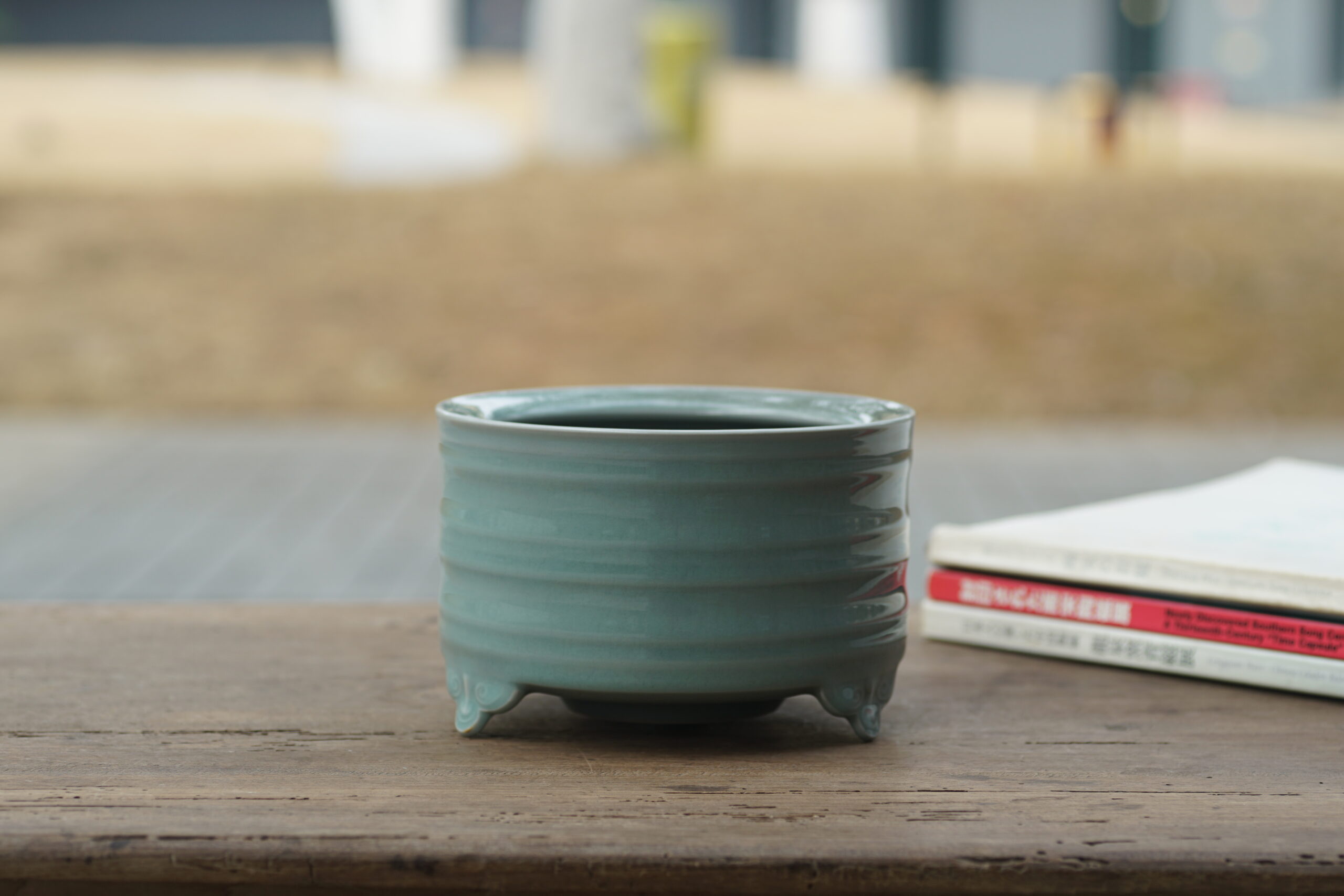 如意弦纹大香炉 柴烧