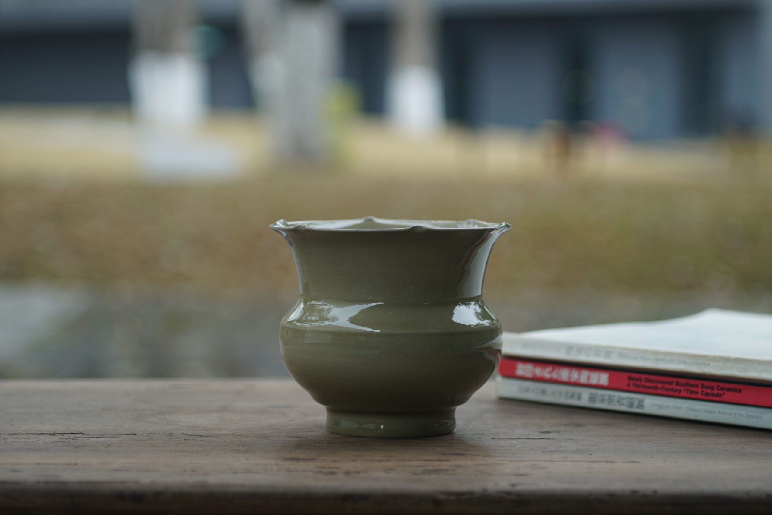 柴烧 仿官花口花罐