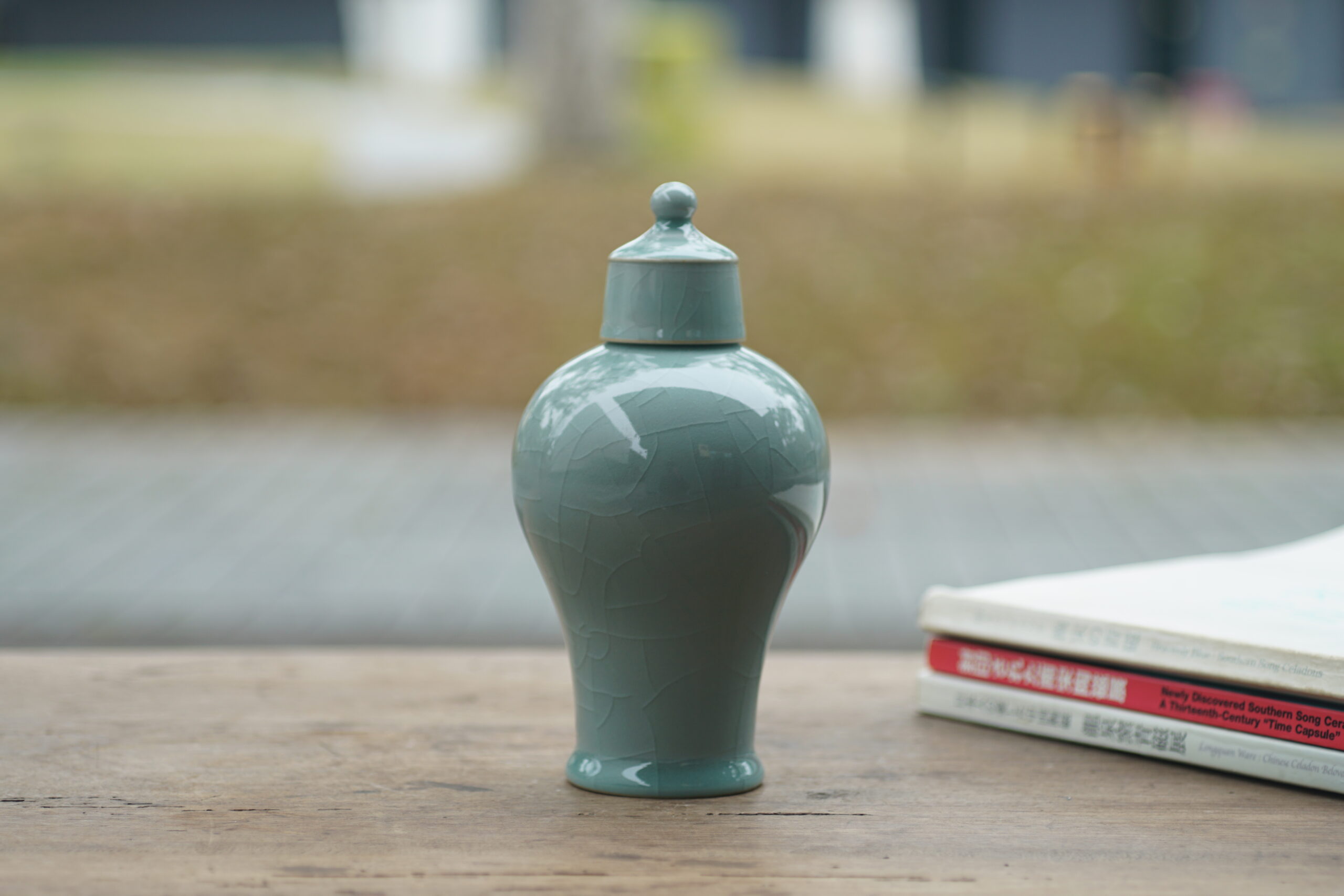 柴烧 带盖小梅瓶