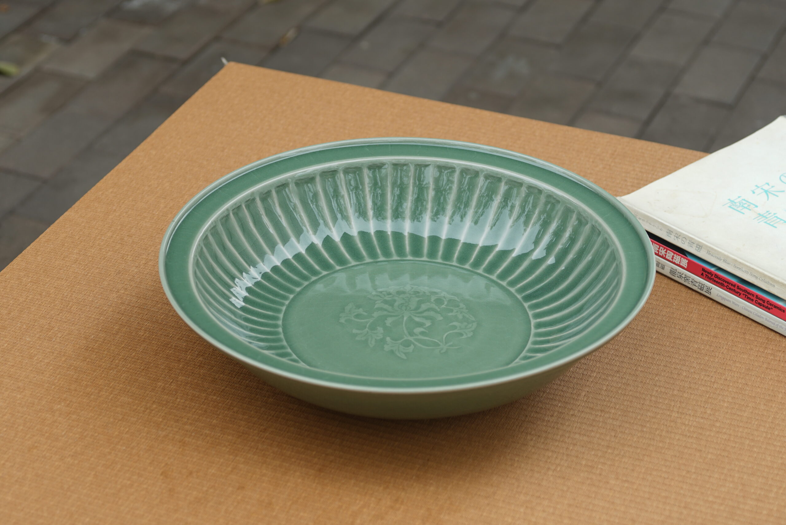 柴烧 花卉菊瓣大盘