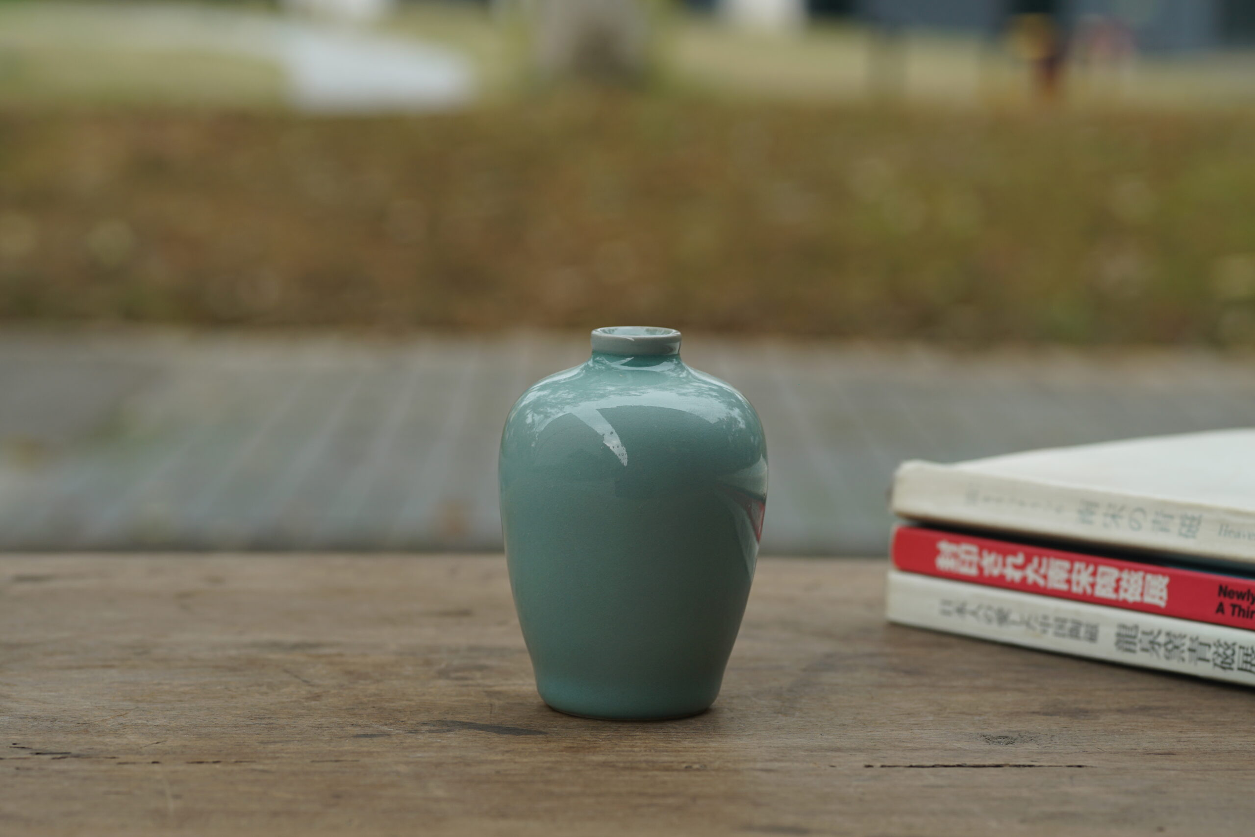 柴烧 粉青小梅瓶