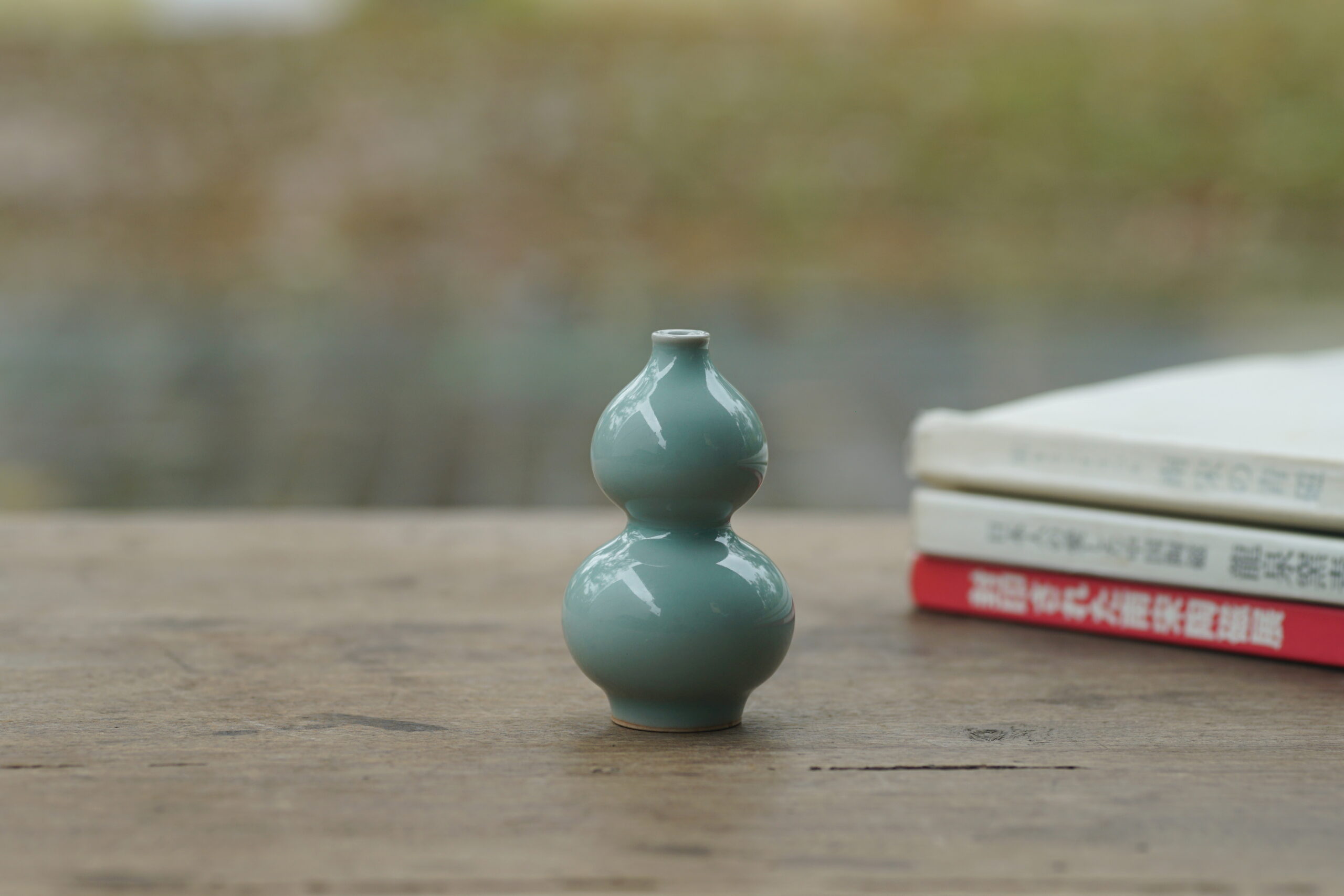 柴烧 粉青迷你葫芦瓶