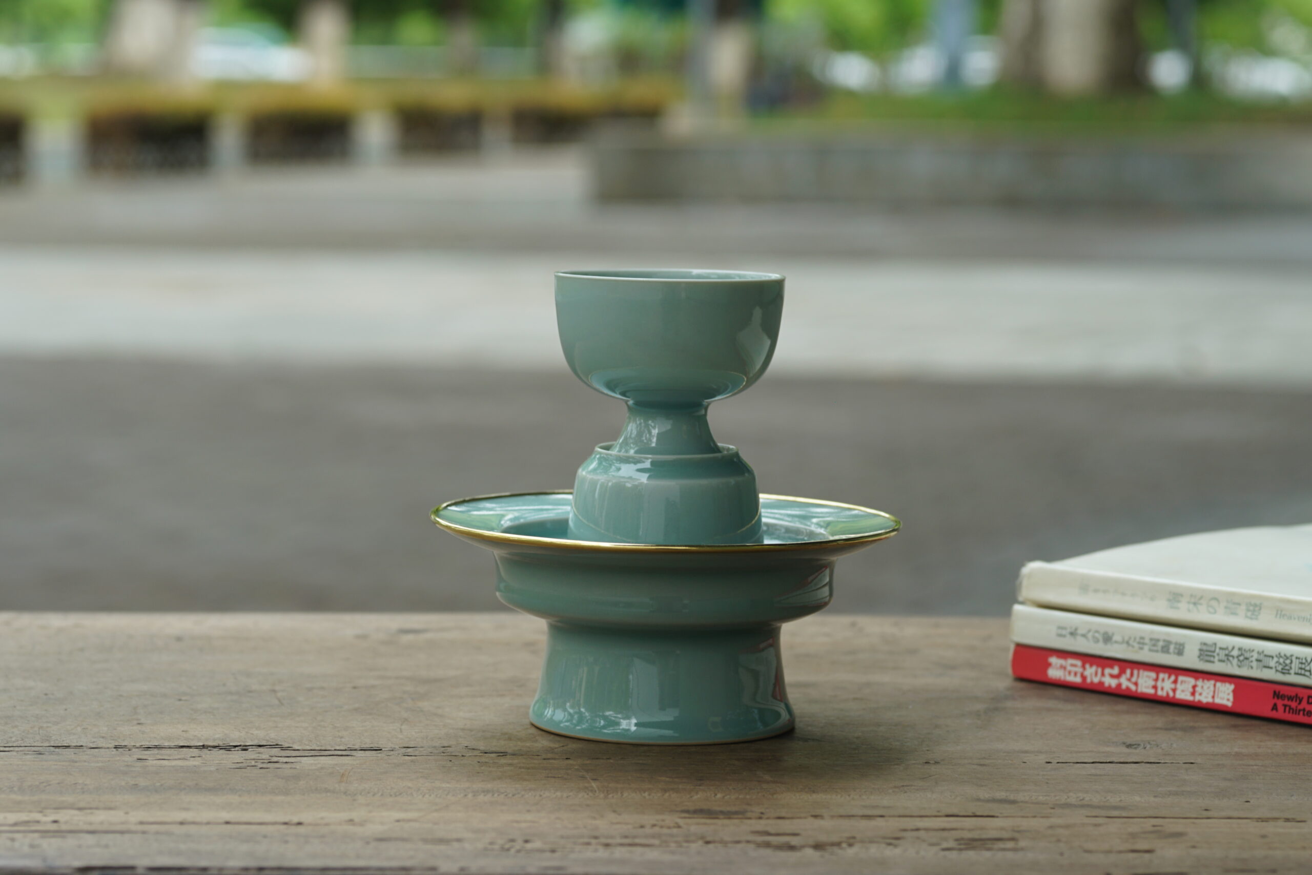 柴烧 仿宋扣铜套盏