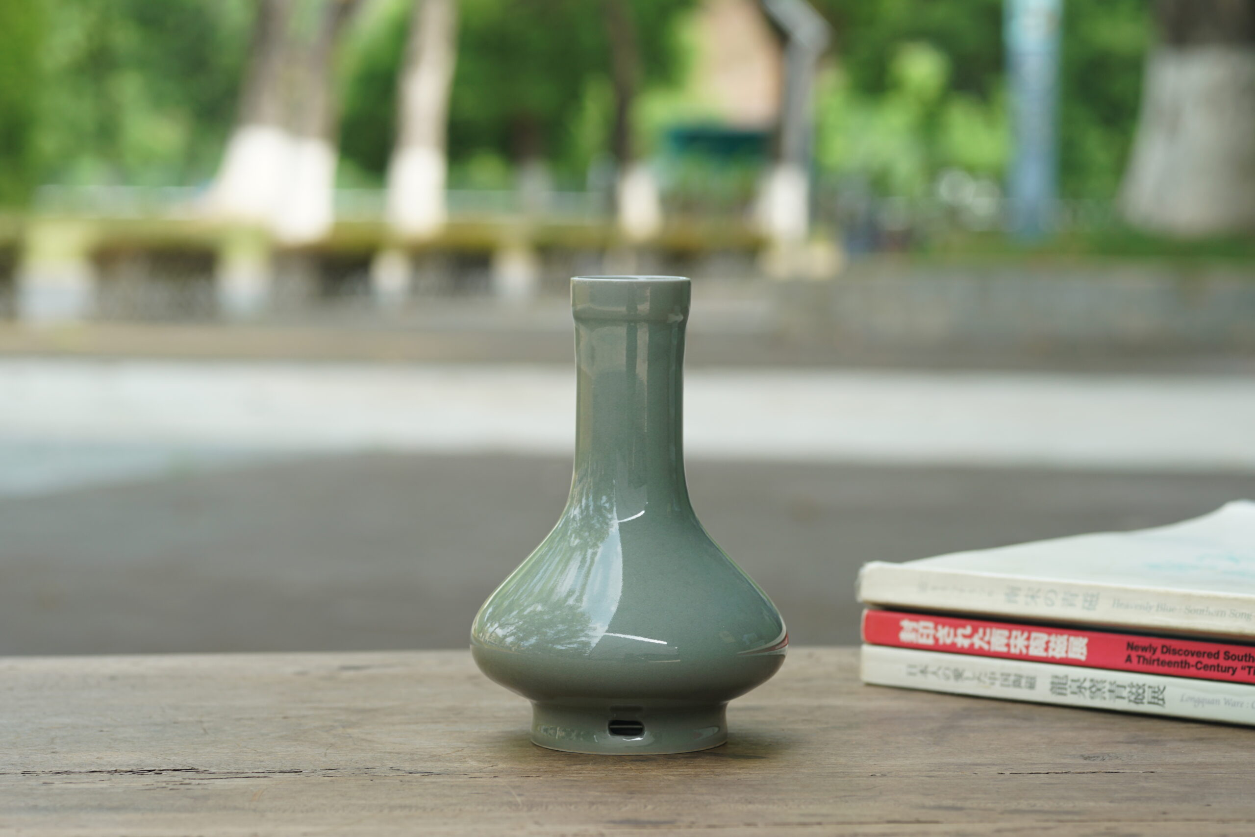 柴烧 仿官穿带长颈瓶