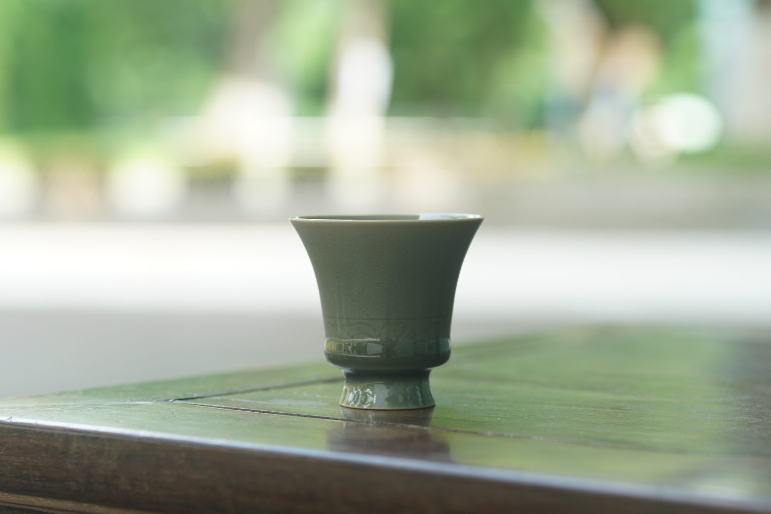 柴烧 撇口刻划盏